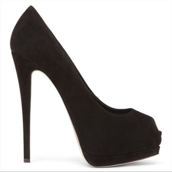 Giuseppe Zanotti Liza ultra high platform heels black suede peep toe luxury - Picture 2 of 11